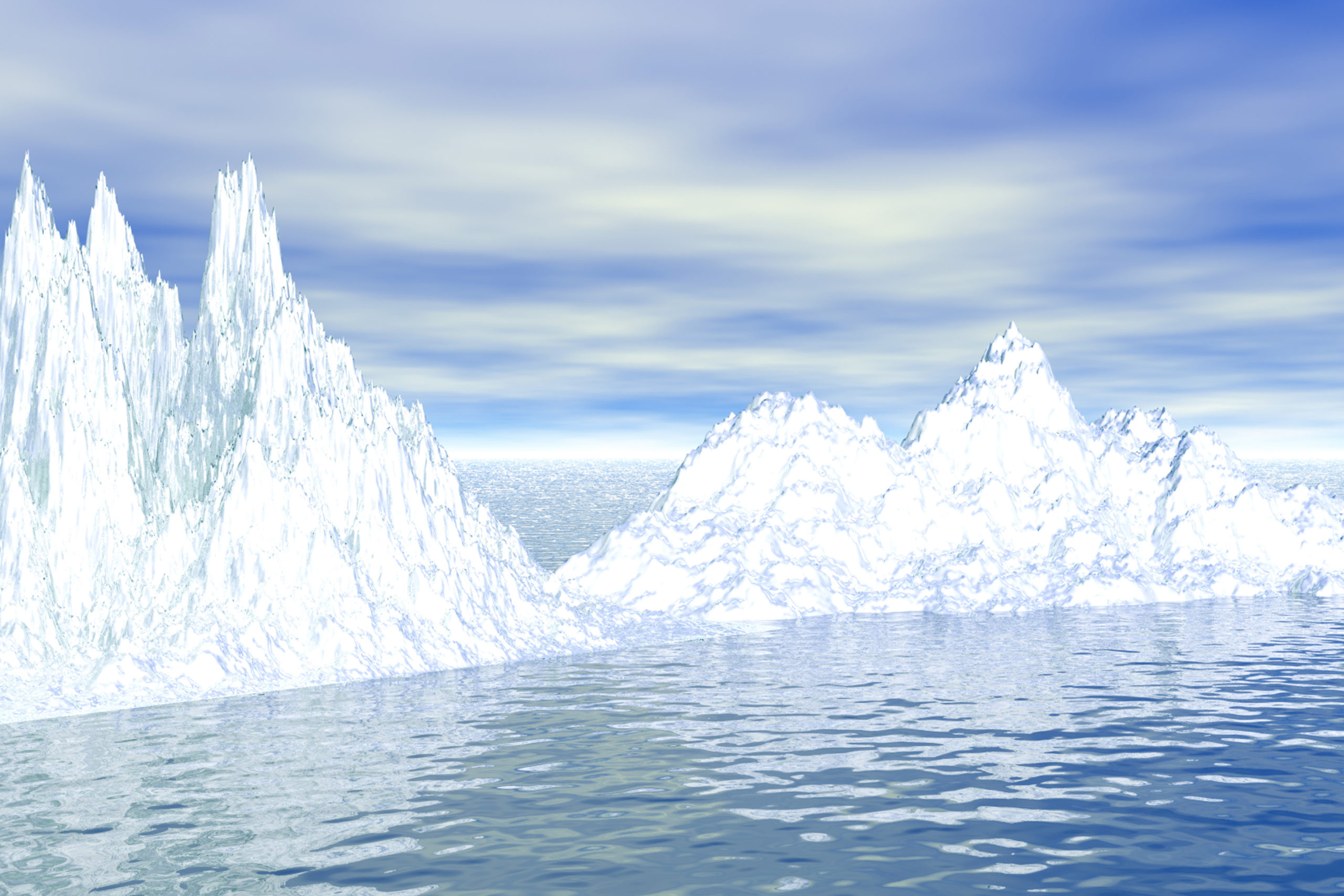 北極の海を漂う氷山の写真です。